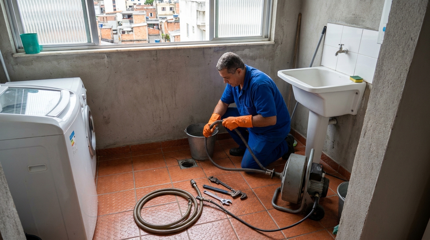 Desentupimento de ralo com equipamento em Porto Alegre‑RS