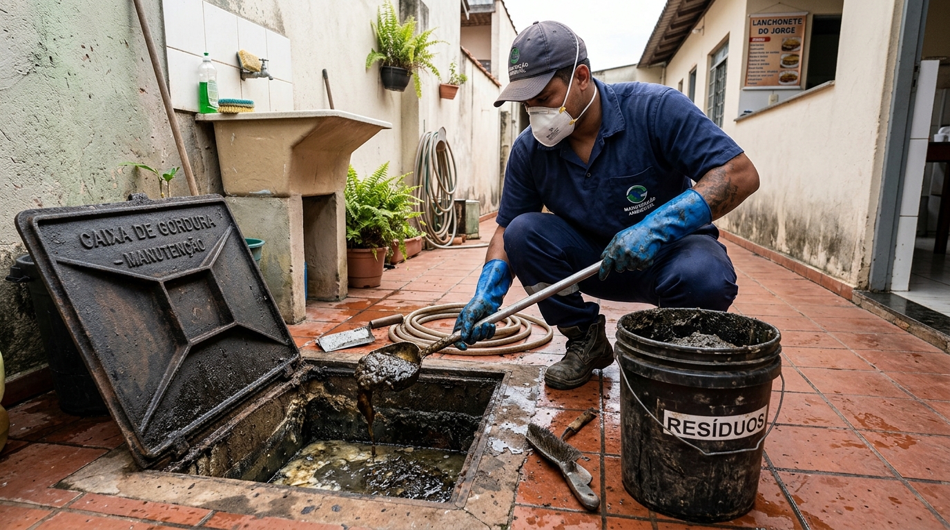 Remoção de resíduos da caixa de gordura em Porto Alegre‑RS